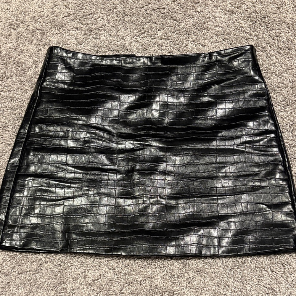 Black Faux Leather Mini Skirt